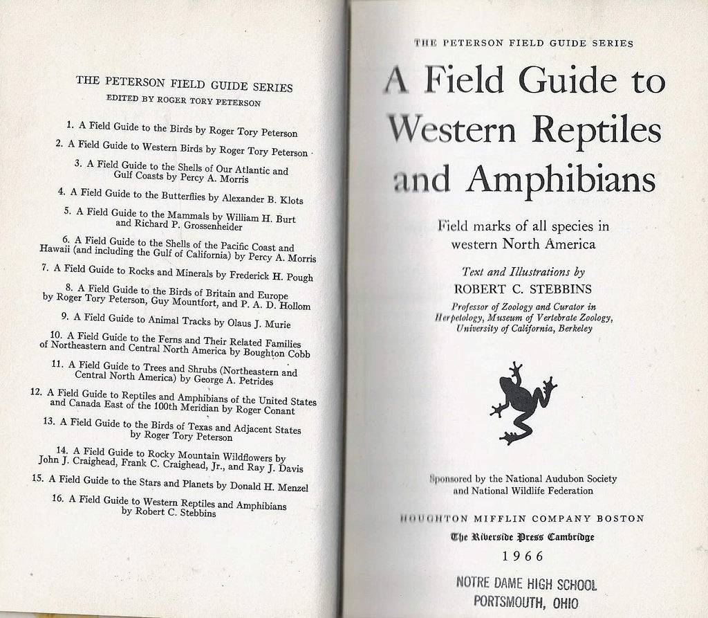 A Field Guide to Western Reptiles and Amphibians; Field Marks of All Species in Western North America